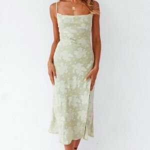 Elegant Floral Green Dress